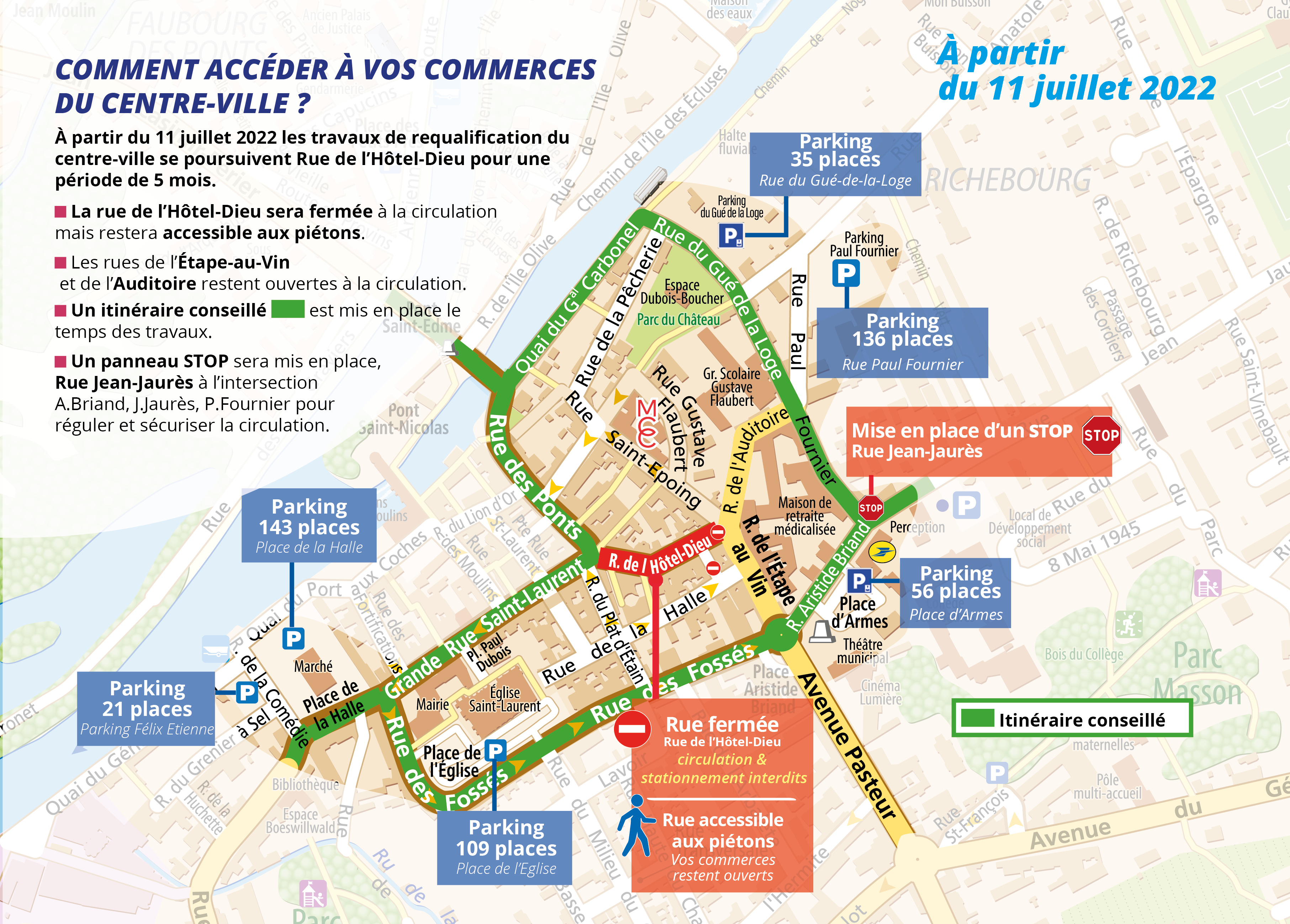 Plan d'accès au centre-ville