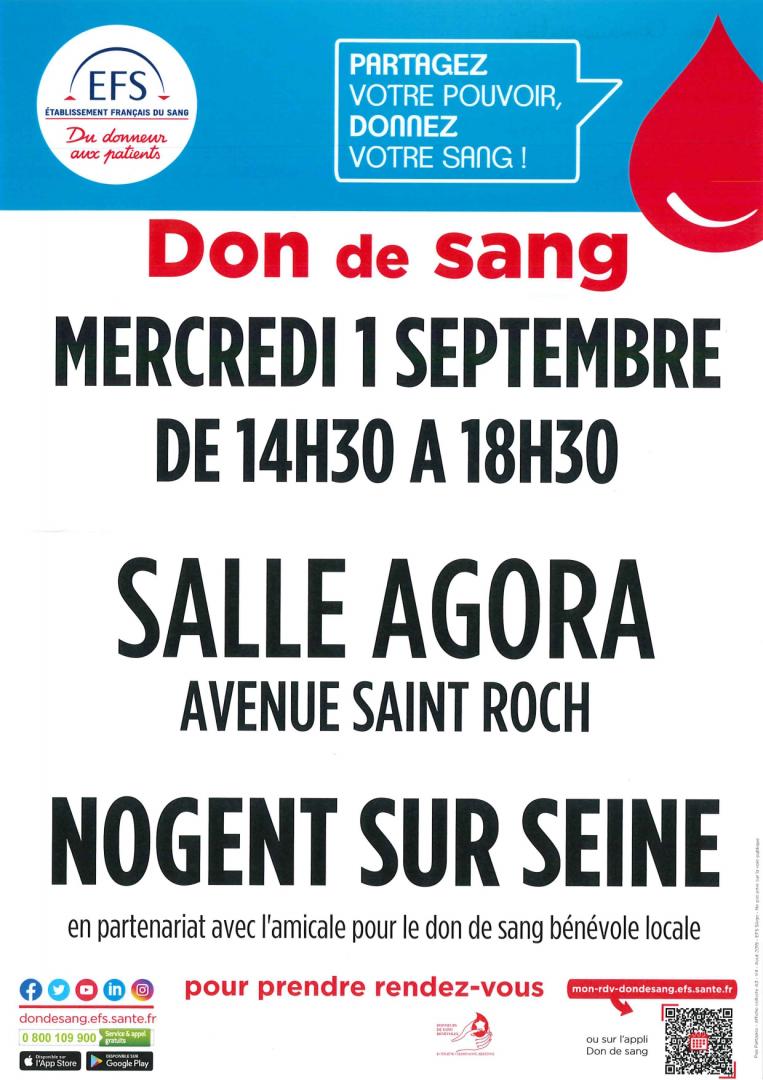 Don de Sang - Mercredi 1 septembre 2021