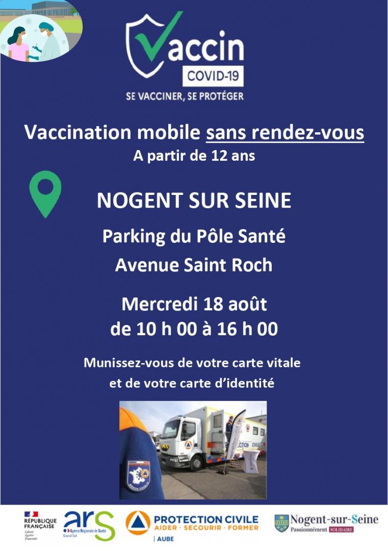 Vaccination mobile sans rendez-vous - Mercredi 18 août de 10h à 16h
