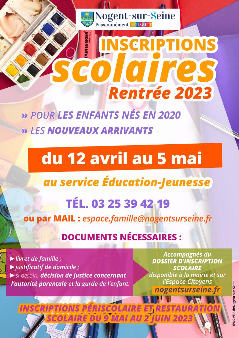 Inscriptions scolaires - Rentrée 2023