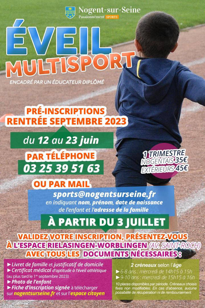 Pré-inscriptions Eveil multisport 2023